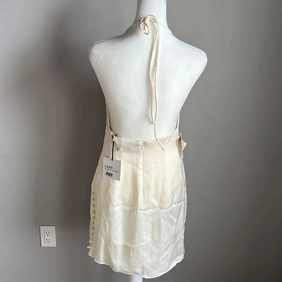 NEW Fame and Partners Satin Cowl Neck Mini Dress - Picture 3 of 12